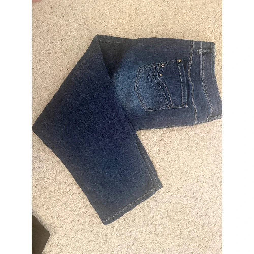 Chico's Platinum Dark Wash Straight Leg Jeans Regular Size 3 Stretch Denim